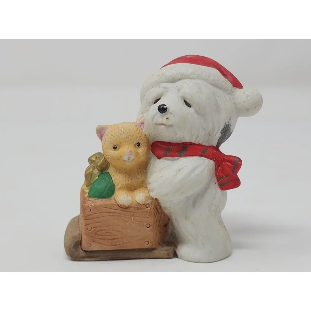 Set Of 5 Homco Christmas Figurines 2‎ Santas 2 Bears 1 Pine Tree